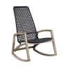 Armen Living Sequoia Outdoor Patio Rocking Chair in Light Eucalyptus Wood and Charcoal Rope- Side