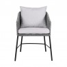 Armen Living Calica Outdoor Patio Dining Chair In Black Metal And Grey Rope 04