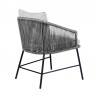 Armen Living Calica Outdoor Patio Dining Chair In Black Metal And Grey Rope 05