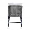 Armen Living Calica Outdoor Patio Dining Chair In Black Metal And Grey Rope 08