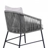 Armen Living Calica Outdoor Patio Dining Chair In Black Metal And Grey Rope 07