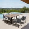 Armen Living Calica Outdoor Patio Dining Chair In Black Metal And Grey Rope