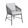 Armen Living Calica Outdoor Patio Dining Chair In Black Metal And Grey Rope 03