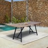 Armen Living Koala Outdoor Patio Light Eucalyptus Wood and Metal Rectangle Dining Table