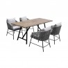 Koala and Calica 5 Piece Dining Set in Light Eucalyptus and Metal with Grey Rope 1