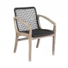 Armen Living Sachi and Brighton 5 Piece Dining Set In Light Eucalyptus Wood With Charcoal Rope 2