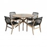 Armen Living Sachi and Brighton 5 Piece Dining Set In Light Eucalyptus Wood With Charcoal Rope 1