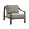 Armen Living Mongo 4 Piece Outdoor Patio Furniture Set in Dark Brown Aluminum with Cushions- Chair Front Angle