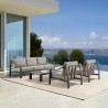 Armen Living Mongo 4 Piece Outdoor Patio Furniture Set in Dark Brown Aluminum with Cushions