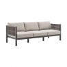 Armen Living Cuffay 4 Piece Outdoor Patio Furniture Set in Brown Aluminum and Rope with Brown Cushions- Sofa Side View