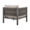 Armen Living Cuffay 4 Piece Outdoor Patio Furniture Set in Brown Aluminum and Rope with Brown Cushions- Chair Back