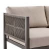 Armen Living Cuffay 4 Piece Outdoor Patio Furniture Set in Brown Aluminum and Rope with Brown Cushions- Sofa Half