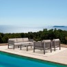 Armen Living Cuffay 4 Piece Outdoor Patio Furniture Set in Brown Aluminum and Rope with Brown Cushions