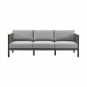 Armen Living Cuffay 4 Piece Outdoor Patio Furniture Set in Black Aluminum and Rope with Gray Cushions- Sofa Front