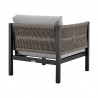 Armen Living Cuffay 4 Piece Outdoor Patio Furniture Set in Black Aluminum and Rope with Gray Cushions- Chair Back
