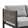 Armen Living Cuffay 4 Piece Outdoor Patio Furniture Set in Black Aluminum and Rope with Gray Cushions- Sofa Half