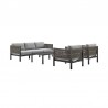 Armen Living Cuffay 4 Piece Outdoor Patio Furniture Set in Black Aluminum and Rope with Gray Cushions- Set