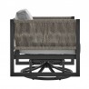 Armen Living Cuffay Outdoor Patio Swivel Lounge Chair in Black Aluminum with Rope and Cushions-  Side