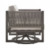 Armen Living Cuffay Outdoor Patio Swivel Lounge Chair in Dark Brown Aluminum with Rope and Cushions- Side