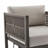 Armen Living Cuffay Outdoor Patio Swivel Lounge Chair in Dark Brown Aluminum with Rope and Cushions- Arm