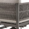Armen Living Cuffay Outdoor Patio Swivel Lounge Chair in Dark Brown Aluminum with Rope and Cushions- Back