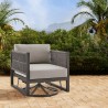 Armen Living Cuffay Outdoor Patio Swivel Lounge Chair in Dark Brown Aluminum with Rope and Cushions
