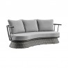 Armen Living Monk 4 Piece Outdoor Patio Furniture Set in Black Aluminum and Grey Wicker with Grey Cushions- Sofa Side View