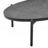 Armen Living Monk 4 Piece Outdoor Patio Furniture Set in Black Aluminum and Grey Wicker with Grey Cushions- Table Half