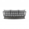 Armen Living Monk 4 Piece Outdoor Patio Furniture Set in Black Aluminum and Grey Wicker with Grey Cushions- Sofa Back
