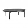 Armen Living Monk 4 Piece Outdoor Patio Furniture Set in Black Aluminum and Grey Wicker with Grey Cushions- Table View