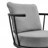Armen Living Monk 4 Piece Outdoor Patio Furniture Set in Black Aluminum and Grey Wicker with Grey Cushions- Chair Close View