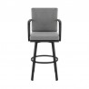 Don 30" Outdoor Patio Bar Stool in Black Aluminum with Grey Cushions  01