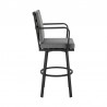 Don 30" Outdoor Patio Bar Stool in Black Aluminum with Grey Cushions  05