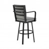 Don 30" Outdoor Patio Bar Stool in Black Aluminum with Grey Cushions  03