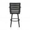 Don 30" Outdoor Patio Bar Stool in Black Aluminum with Grey Cushions  04