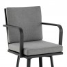 Don 30" Outdoor Patio Bar Stool in Black Aluminum with Grey Cushions  07