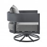 Armen Living Argiope Outdoor Patio Swivel Rocking Chair in Grey Aluminum with Cushions Side
