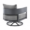 Armen Living Argiope Outdoor Patio Swivel Rocking Chair in Grey Aluminum with Cushions- Back View