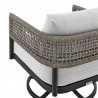 Armen Living Felicia Outdoor Patio Swivel Rocking Chair in Black Aluminum and Grey Rope with Cushions- Back Angle