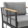 Armen Living Shari Outdoor Patio Swivel Glider Lounge Chair in Black Aluminum and Teak Wood with Cushions- Arm