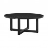 Armen Living Argiope Outdoor Patio Round Coffee Table in Black Aluminum- Side View