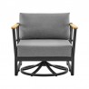 Armen Living Shari and Tiffany 3 Piece Patio Outdoor Swivel Seating Set in Black Aluminum with Grey Cushions Chair Front