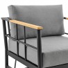 Armen Living Shari and Tiffany 3 Piece Patio Outdoor Swivel Seating Set in Black Aluminum with Grey Cushions Chair Corner