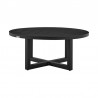 Armen Living Felicia and Argiope 3 Piece Patio Outdoor Swivel Seating Set in Black Aluminum with Grey Rope and Cushions- Table Front