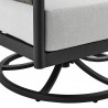 Armen Living Felicia and Argiope 3 Piece Patio Outdoor Swivel Seating Set in Black Aluminum with Grey Rope and Cushions- Chair Base