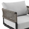 Armen Living Felicia and Argiope 3 Piece Patio Outdoor Swivel Seating Set in Black Aluminum with Grey Rope and Cushions- Chair Cushions