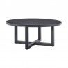 Armen Living Argiope 3 Piece Patio Outdoor Swivel Seating Set in Dark Grey Aluminum with Grey Cushions- Table Side View