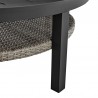 Armen Living Aileen 3 Piece Patio Outdoor Swivel Seating Set in Black Aluminum with Grey Wicker and Cushions- Table Leg