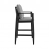 Armen Living Grand Outdoor Patio Counter or Bar Height Bar Stool in Aluminum with Grey Cushions- Side View
