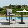 Armen Living Grand Outdoor Patio Counter or Bar Height Bar Stool in Aluminum with Grey Cushions